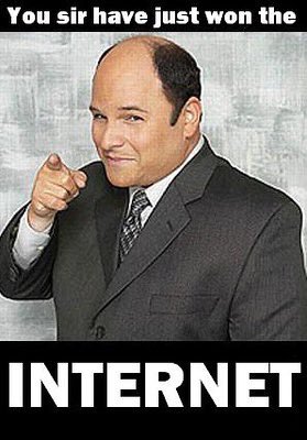 George Costanza points at you, congratulating you for winning the internet.